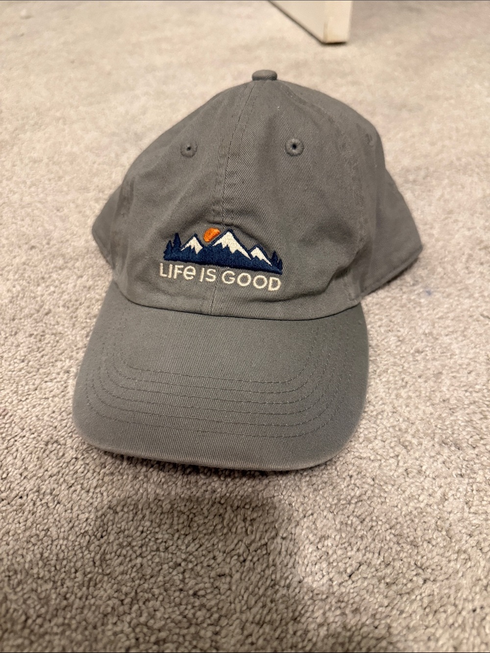Life Is Good Gray Baseball Cap with Mountain Embroidery